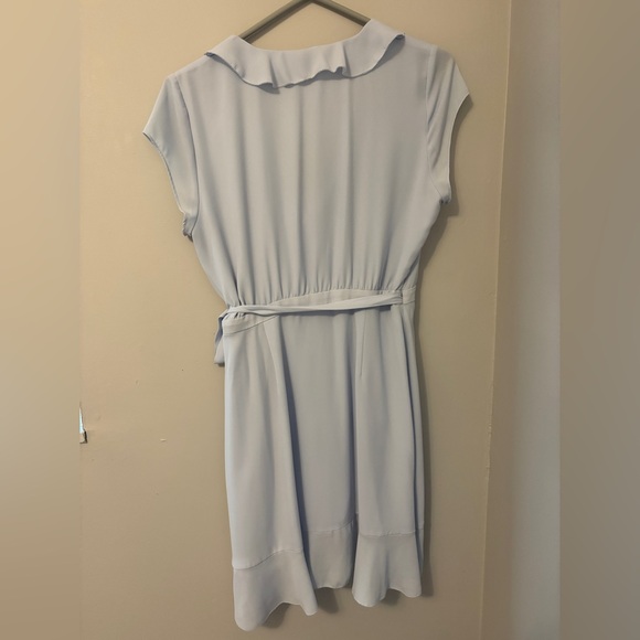 Aritzia Sunday Best Mini Wrap Dress in baby blue - Picture 2 of 4